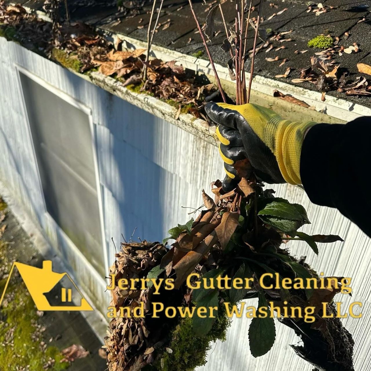 Before and after downspout unclogging