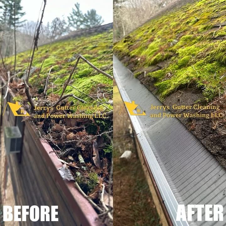 Before and after gutter guard installation