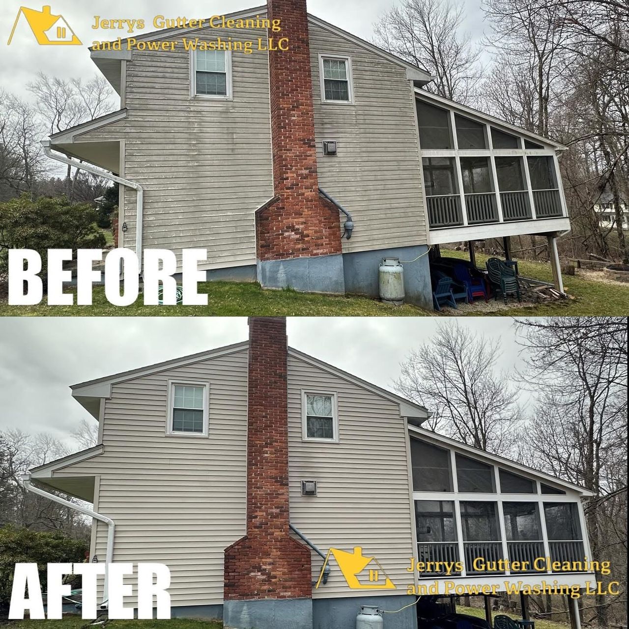 Fence cleaning — before and after