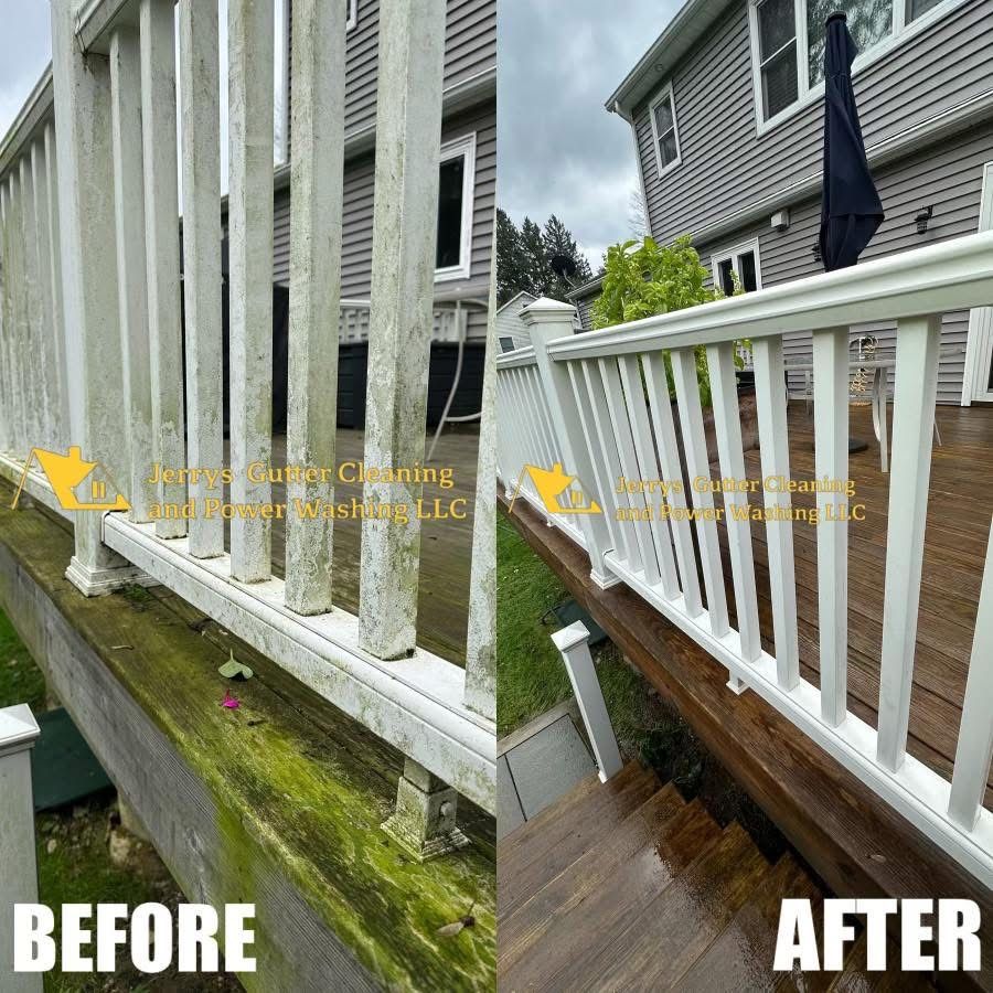 Before and after deck staining and painting