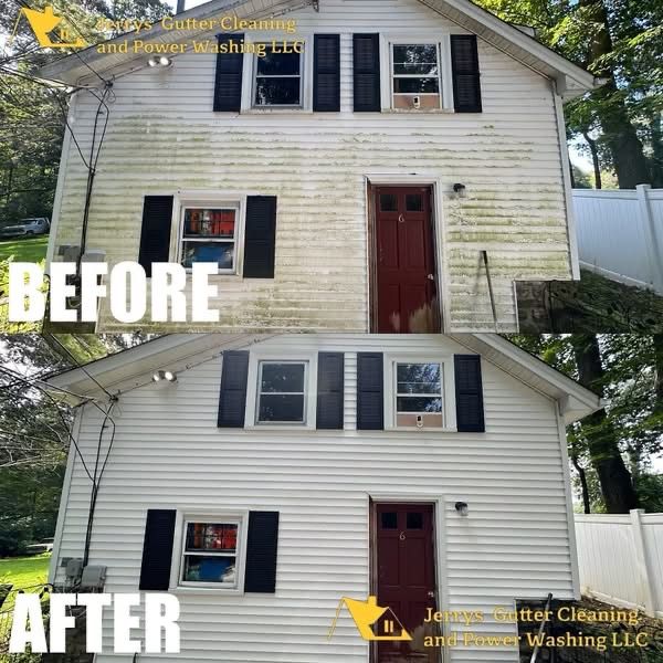 Before and after house siding washing